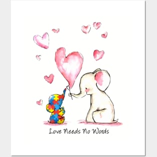 Love Needs No Words The Love Together Between Mom And Son Elephent Mom Autism Posters and Art